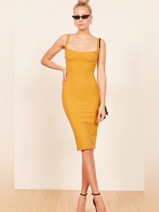 Reformation Dresses & Skirts - Reformation Jayne Bustier Body-Con Dress in Ocre/Mustard Yellow Size Small READ
